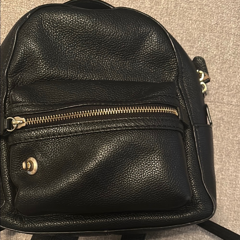 Coach Black Leather Mini Backpack with Structured Design